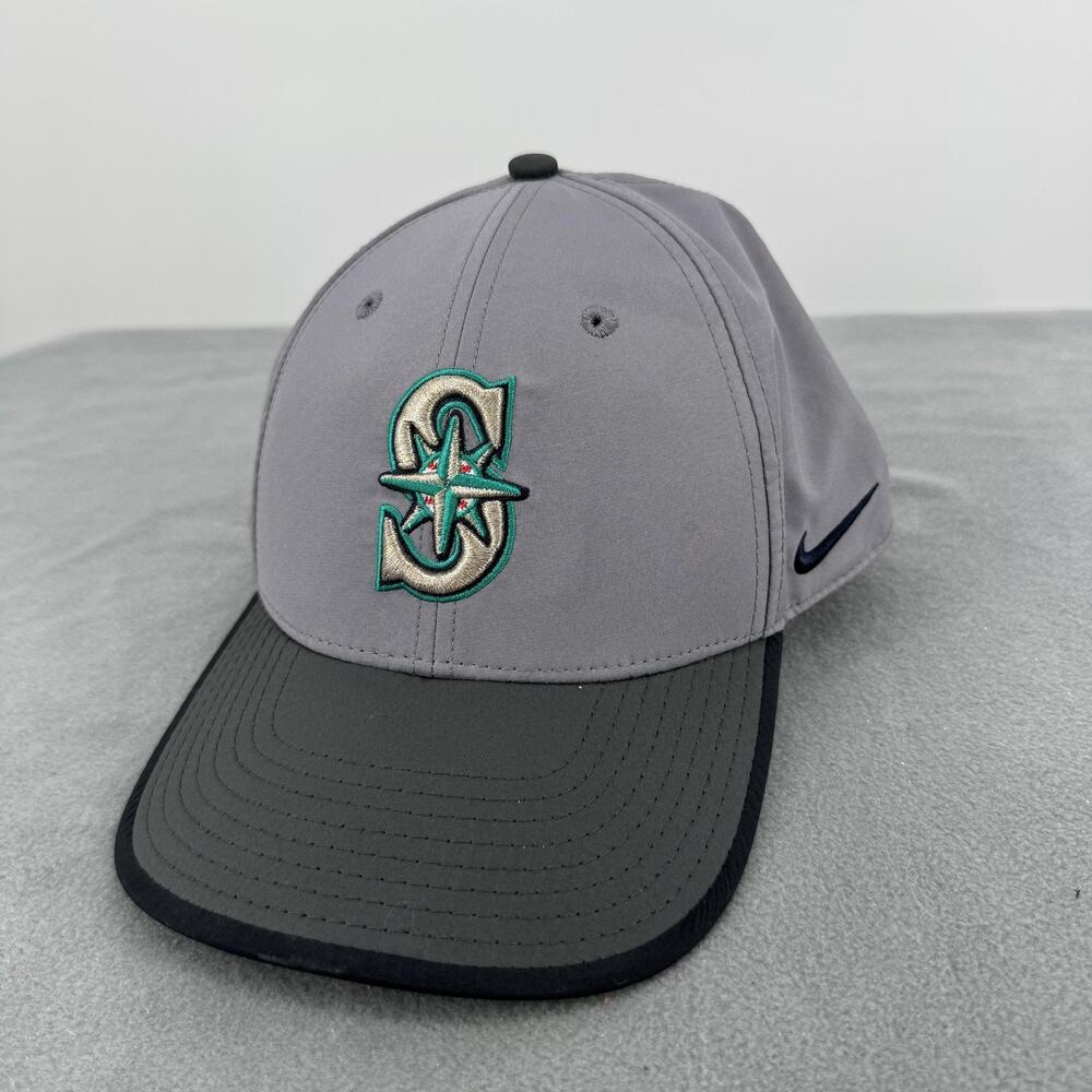 Seattle Mariners Hat Cap Strap Back Mens One Size Gray MLB Baseball Nike Dri Fit